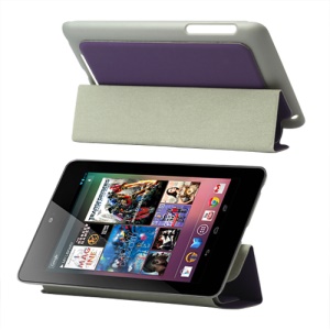4 Fold Leather Stand Case for ASUS Google Nexus 7 - Purple