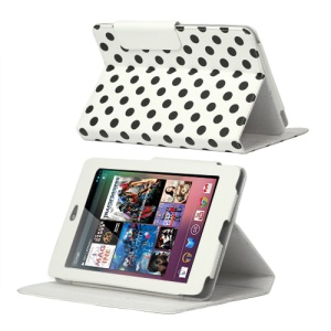 Polka Dot Leather Stand Case Cover for ASUS Google Nexus 7 - Black / White