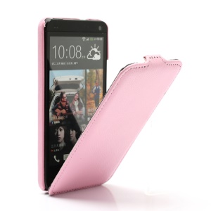 Ultra Slim Litchi Texture Vertical Leather Flip Case for HTC One M7 801e - Pink