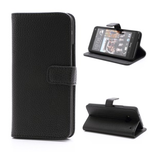 Wallet Style Leather Magnetic Flip Case Stand for HTC One M7 801e - Black