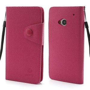 MLT Folio Leather Wallet Case Cover for HTC One M7 801e - Red