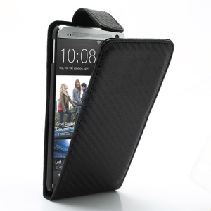 Carbon Fiber Vertical Leather Magnetic Case Cover for HTC One M7 801e