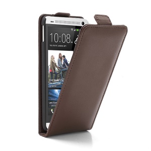 Real Cow Leather Vertical Flip Case Shell for HTC One M7 801e