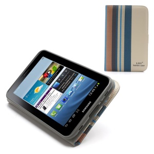 LIYI Fashion Colorful Stripe Leather Case with Stand and Card Slot for Samsung Galaxy Tab2 7.0 P3100 P3110 - B