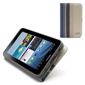 LIYI Fashion Colorful Stripe Leather Case with Stand and Card Slot for Samsung Galaxy Tab2 7.0 P3100 P3110 - C