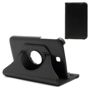 360 Degree Rotary Stand Litchi Leather Case for Samsung Galaxy Tab 3 7.0 P3200 P3210 - Black