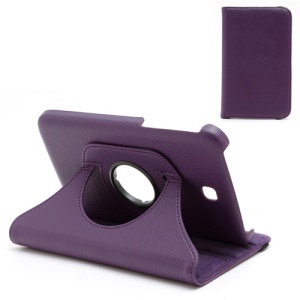 360 Degree Rotary Leather Case Stand for Samsung Galaxy Tab 3 7.0 P3200 P3210 - Purple