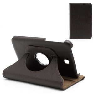 360 Degree Rotary Leather Case Stand for Samsung Galaxy Tab 3 7.0 P3200 P3210 - Coffee