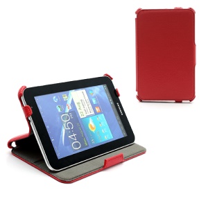 Premium Folio Stand Leather Case for Samsung Galaxy Tab 7.0 Plus P6200 P6210 P3100 P3110 - Red