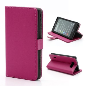 Litchi Grain Wallet Style Folio Leather Stand Holder Case for LG Optimus L7 P700 P705 - Rose