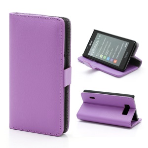 Litchi Grain Wallet Style Folio Leather Stand Holder Case for LG Optimus L7 P700 P705 - Purple