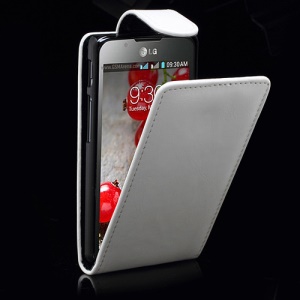 Magnetic Glossy Leather Flip Case for LG P710 Optimus L7 II - White