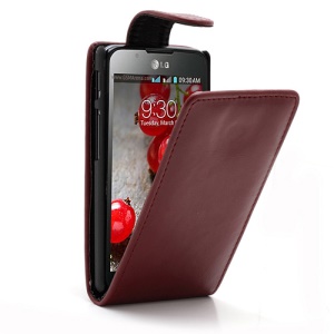 Magnetic Glossy Leather Flip Cover for LG Optimus L7 II P710 - Red