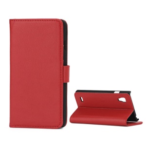 Lychee Leather Case with Folio Stand Wallet Function for LG Optimus L9 P760 P765 P768 - Red
