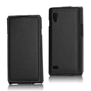 Vertical Lychee Leather Case for LG Optimus L9 P760 P765 P768 - Black