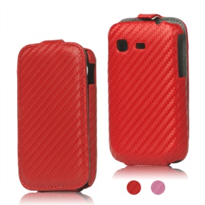 Carbon Fiber Leather Case Cover for Samsung Galaxy Pocket S5300