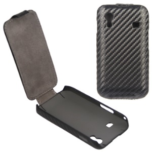 Carbon Fiber Vertical Flip Leather Case for Samsung Galaxy Ace S5830