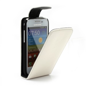 Glossy Leather Magnetic Flip Case Cover for Samsung Galaxy Ace Plus S7500 - White