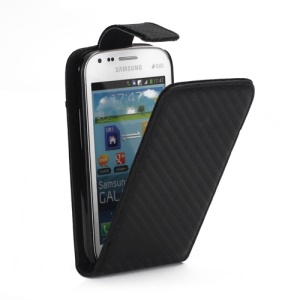 Carbon Fiber Leather Vertical Flip Case for Samsung Galaxy S Duos S7562