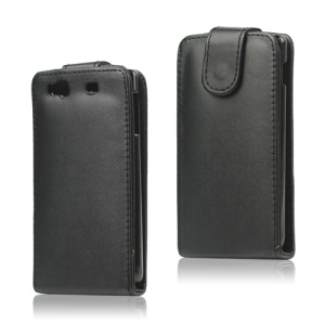 Black Leather Flip Case for Samsung Wave 3 / III S8600