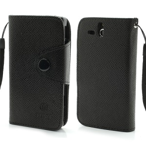 MLT Folio Leather Wallet Case Cover for Sony Xperia U ST25a ST25i Kumquat - Black