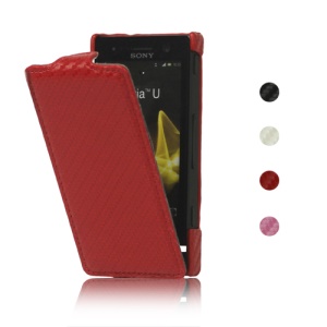 Carbon Fiber Leather Case for Sony Xperia U ST25a / ST25i Kumquat