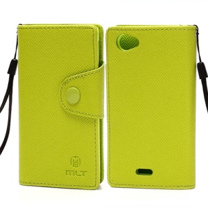 MLT Wallet Leather Case with TPU Holder for Sony Xperia J ST26i ST26a - Yellowgreen