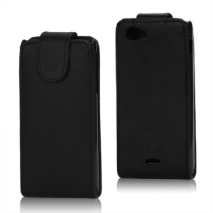 Classic Black Vertical Flip Leather Case for Sony Xperia J ST26i ST26a