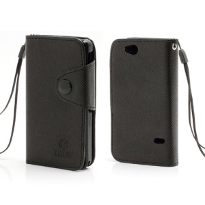 Folio MLT Leather Wallet Case Cover for Sony Xperia Go ST27i ST27a - Black