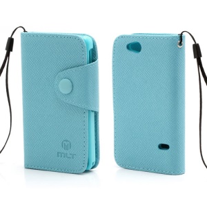 Folio MLT Leather Wallet Case Cover for Sony Xperia Go ST27i ST27a - Blue