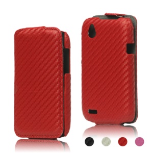 Carbon Fiber Leather Hard Case for HTC Desire V T328w Desire X T328e
