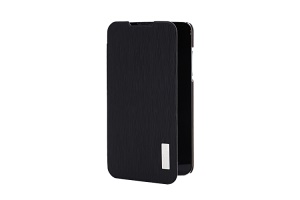 ROCK Elegant Side Flip Leather and Plastic Case Cover for ZTE N5 Grand Memo V9815 - Black