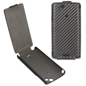 Carbon Fiber Vertical Leather Sleeve Case for Sony Ericsson X12/Anzu/ XPERIA Arc / Arc S LT18i