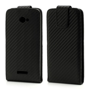 Vertical Carbon Fiber Leather Case Cover for HTC Droid DNA X920e
