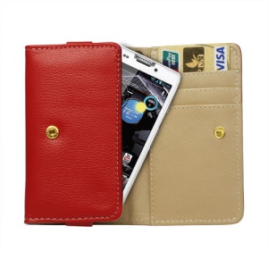 Noble Leather Wallet Pouch Case for Motorola RAZR HD XT925 / XT926 / XT910 / XT928 / MT917 - Red