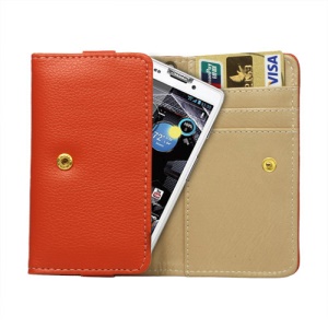Noble Leather Wallet Pouch Case for Motorola RAZR HD XT925 / XT926 / XT910 / XT928 / MT917 - Orange