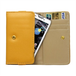 Noble Leather Wallet Pouch Case for Motorola RAZR HD XT925 / XT926 / XT910 / XT928 / MT917 - Yellow