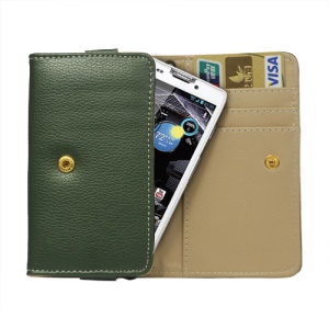 Noble Leather Wallet Pouch Case for Motorola RAZR HD XT925 / XT926 / XT910 / XT928 / MT917 - Dark Green