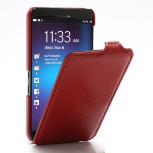 Litchi Texture Slim Vertical Leather Flip Case Cover for BlackBerry Z10 BB 10 - Red