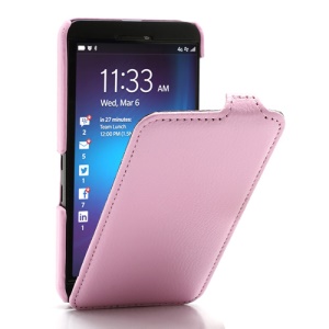 Litchi Texture Slim Vertical Leather Flip Case Cover for BlackBerry Z10 BB 10 - Pink