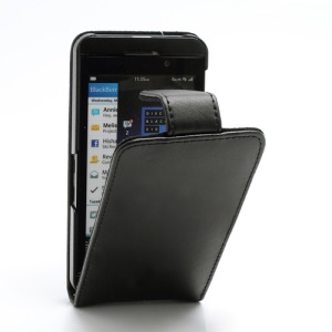 Doormoon Genuine Leather Vertical Flip Case Cover for BlackBerry Z10 BB 10 - Black