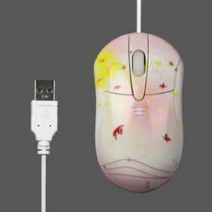 Small Butterflies USB Optical Mouse 800DPI for PC Laptop - Red/White