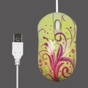 800DPI Flower Vine USB Optical Mouse for PC Laptop - Yellow
