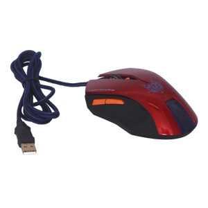 Adjustable DPI 6D Button USB Optical Mouse Mice for PC Gamer JT-2045 - Black / Red