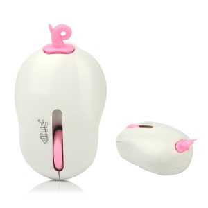 USB Wireless Mouse Mice with USB Receiver 2.4GHz for PC Laptop Desktop - Pink / White