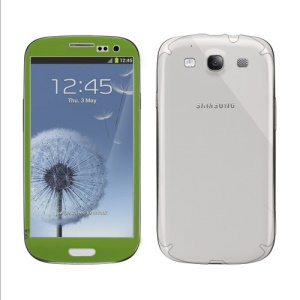 Textured Edges Decal Sticker with Clear Front Screen Film + Back Screen Protector for Samsung Galaxy S 3 / III I9300 - Green