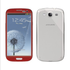 Textured Edges Decal Sticker with Clear Front Screen Film + Back Screen Protector for Samsung Galaxy S 3 / III I9300 - Red
