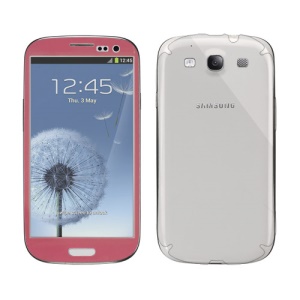 Textured Edges Decal Sticker with Clear Front Screen Film + Back Screen Protector for Samsung Galaxy S 3 / III I9300 - Pink