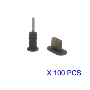 100 Pairs/Lot Anti-dust Earphone Plug and Dock Stopper for iPhone 5 - Grey