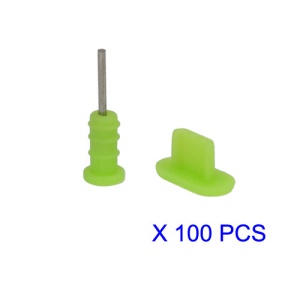 100 Pairs/Lot Anti-dust Earphone Plug and Dock Stopper for iPhone 5 - Green